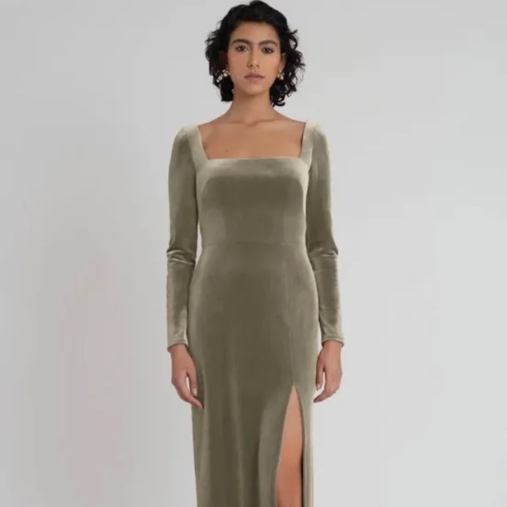 Jenny Yoo Sage Green Velvet Dress
